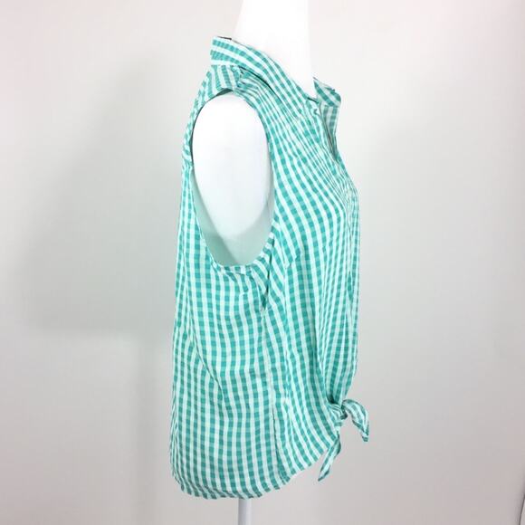 Saint Tropez West Top Gingham Tie Front Sleeveless Check Top Large NEW!! - Picture 2 of 8